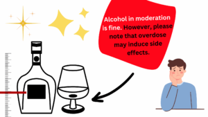 Alcohol in moderation is fine. However, please note that overdose may induce side effects.
